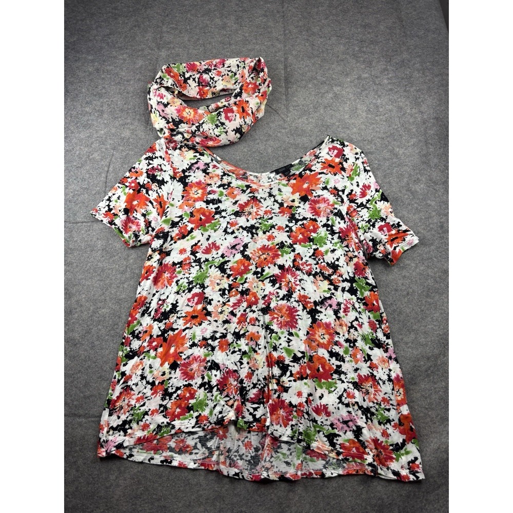J Jill Wearever Collection Women S Floral Scarf Blouse Set Artsy Gossip Girl 00s